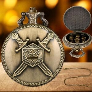 Antique Style Pocket Watch with Dice Design